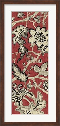 Framed Crimson Embroidery I Print
