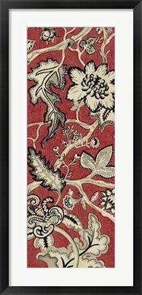 Framed Crimson Embroidery I Print