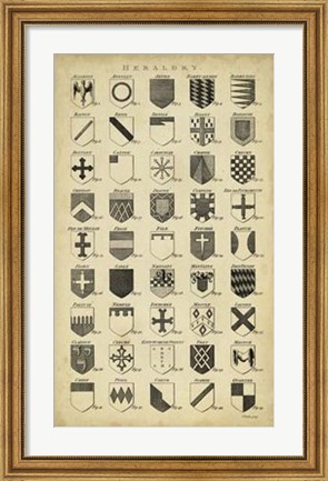 Framed Vintage Heraldry I Print