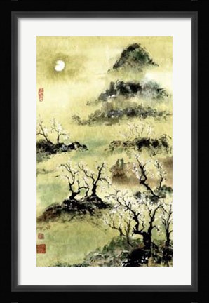 Framed Viewing Plum Blossoms in Moonlight Print