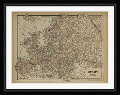 Framed Vintage Map of Europe Print
