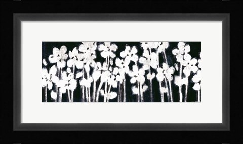 Framed White Flowers on Black II Print