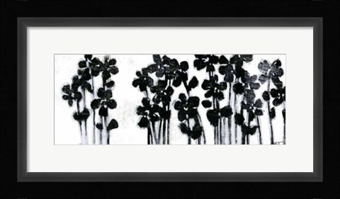 Framed Black Flowers on White I Print
