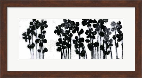 Framed Black Flowers on White I Print