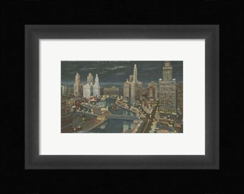 Framed Chicago- Chicago River by Night Print