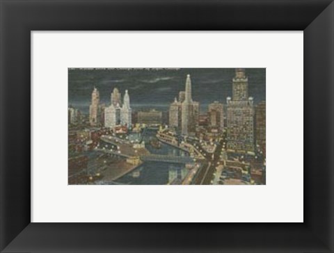 Framed Chicago- Chicago River by Night Print