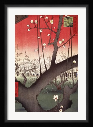 Framed Plum Garden Over Shin-Ohashi Bridge and Atake Print
