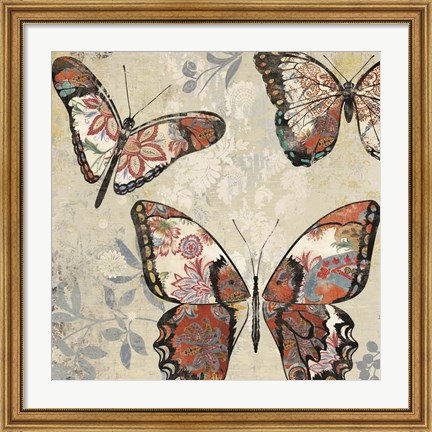 Framed Patterned Butterflies I Print