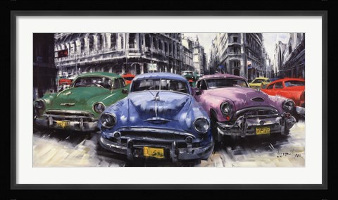 Framed Classic American Cars in Havana Print