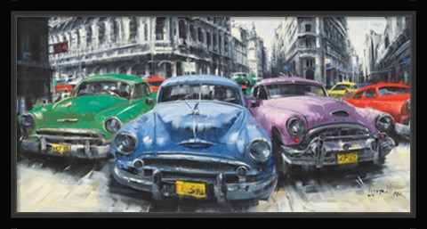 Framed Classic American Cars in Havana Print