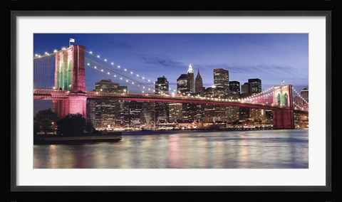Framed Brooklyn Bridge at Night Print