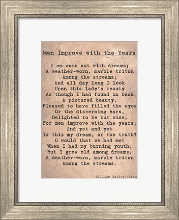 Framed Men Improve With the Years Print