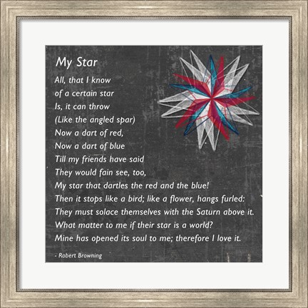 Framed My Star by Robert Browning - gray Print