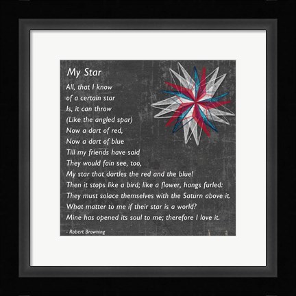 Framed My Star by Robert Browning - gray Print