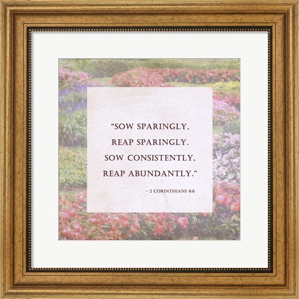 Framed Sow Sparingly - floral frame Print