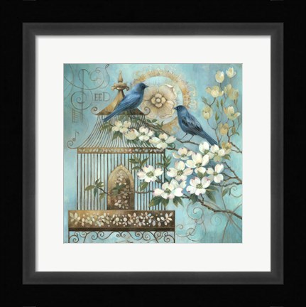 Framed Blue Birds and Dogwood Print