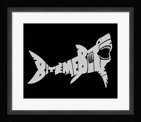 Framed Bite Me Shark Print