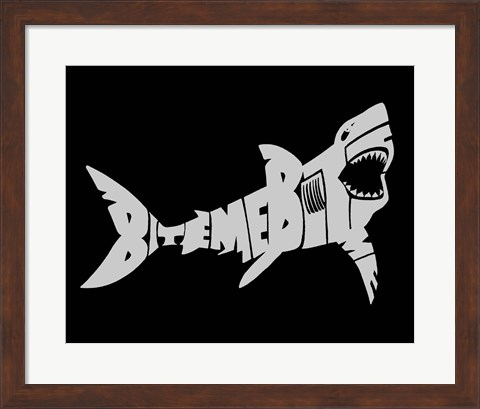 Framed Bite Me Shark Print
