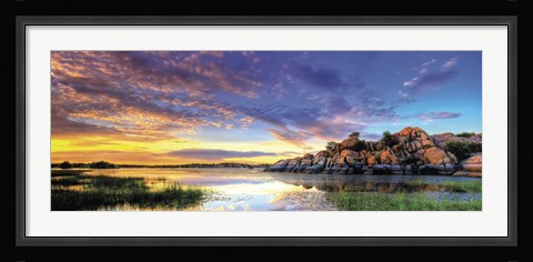 Framed Willow Lake Spring Sunset Print