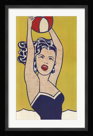 Framed Girl with Ball Print