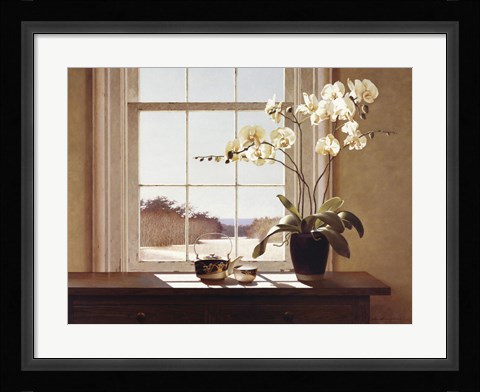Framed Orchids with Teapots Print