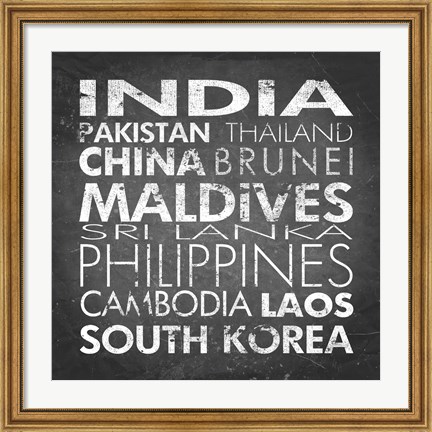 Framed Asia Countries Print