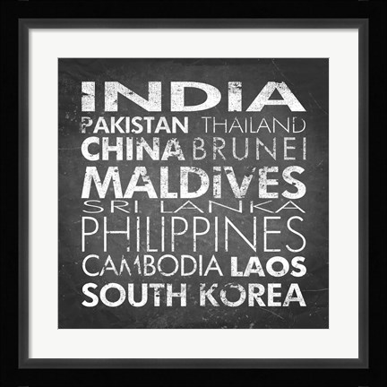 Framed Asia Countries Print