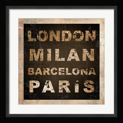 Framed European Cities Square I Print