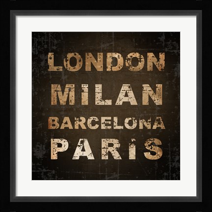 Framed Eurpoean Cities Square II Print