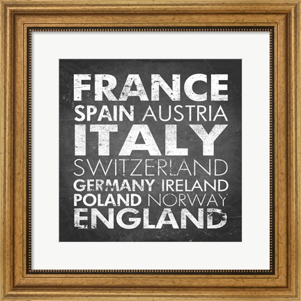 Framed European Countries Print