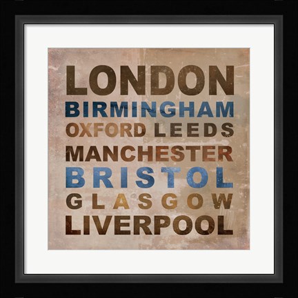 Framed United Kingdom Cities I Print