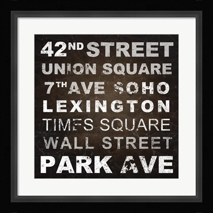 Framed New York Places I Print