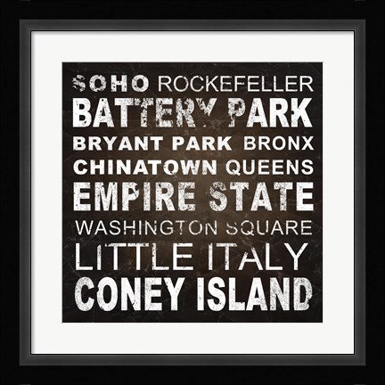 Framed New York Places II Print