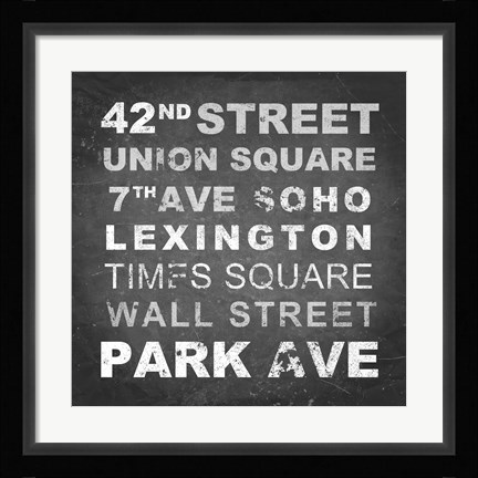 Framed New York Places I Print