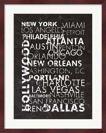 Framed United States Cities Print