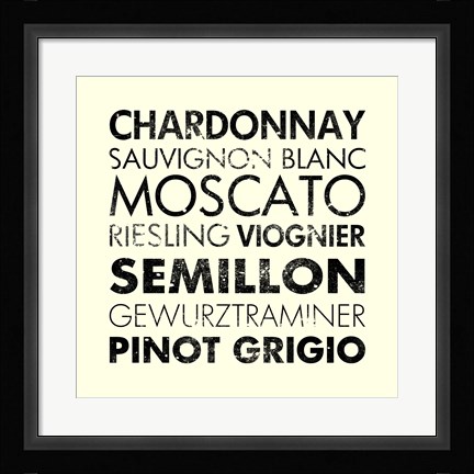 Framed White Wine III Print