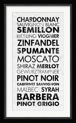 Framed Wine List I Print