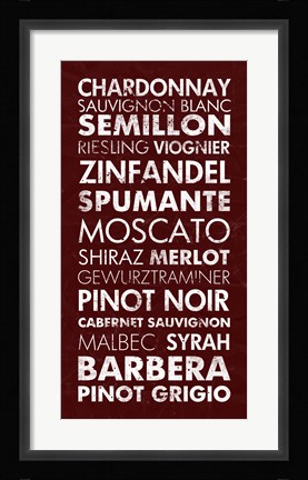 Framed Wine List III Print