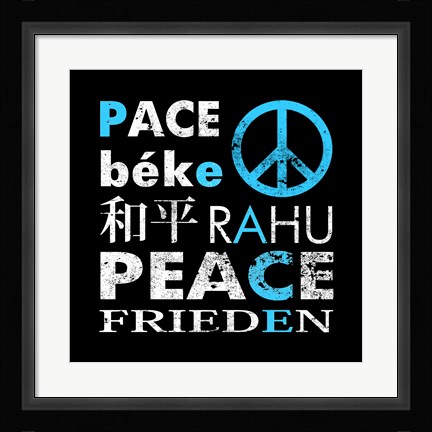 Framed Blue Peace Square I Print