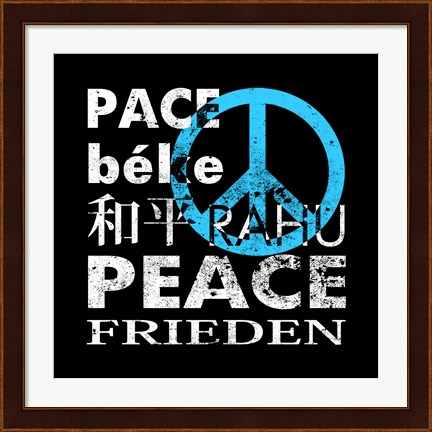 Framed Blue Peace Square II Print