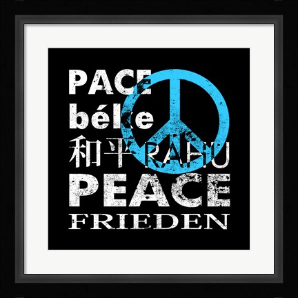Framed Blue Peace Square II Print