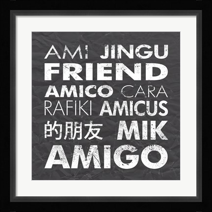 Framed Friend Square Gray Print