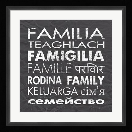 Framed Family Square Gray Print