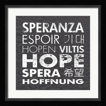 Framed Hope Square Gray Print