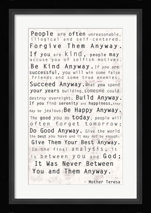 Framed Mother Teresa Quote Print