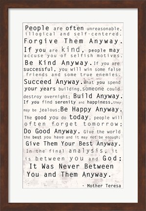 Framed Mother Teresa Quote Print