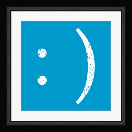 Framed Blue Smiley Print