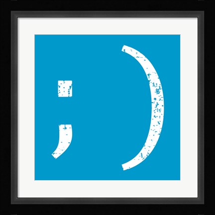 Framed Blue Wink Smile Print