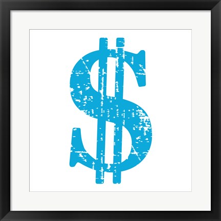 Framed Blue Dollar Sign Print