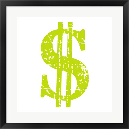 Framed Lime Dollar Sign Print